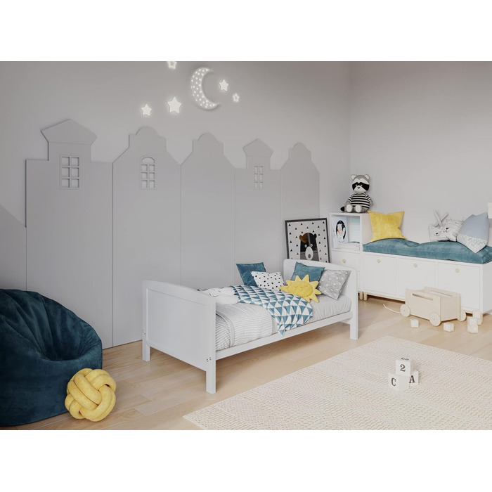 Дитяче ліжко Love For Sleep, ліжечко 120x60 см з матрацом з піни алое вера, біле, трансформується в ліжечко для малюків