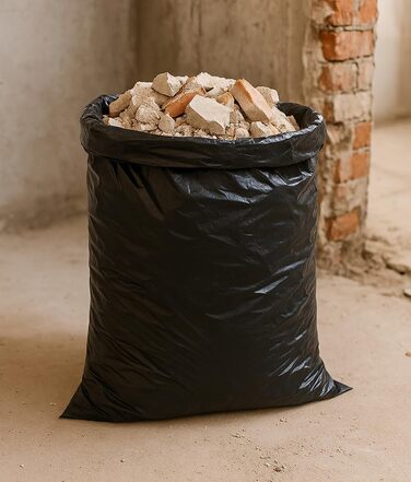 Міцні сміттєві мішки Babylonplast 120 л (80 шт. ) чорного кольору Міцні сміттєві мішки Міцні сміттєві мішки, стійкі до розривів 70110 см Перероблювані та екологічно чисті Мішки для будівельних відходів 70 мкм/Тип 100