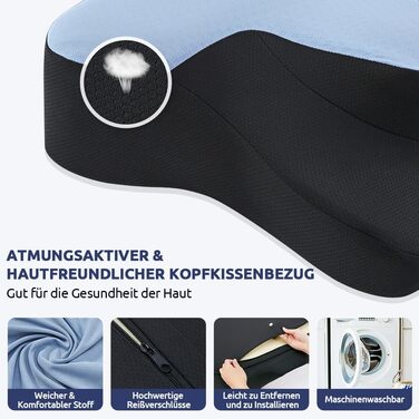 Подушка для шиї DONAMA, подушка з піни з ефектом пам&39яті, подушка для сну на боці, спині та животі, синячорна, 663713 см