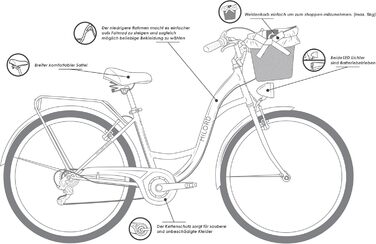 Жіночий міський велосипед MILORD Comfort з металевим кошиком, вінтажний, голландський, 26 дюймів, 28 дюймів, 7 швидкостей, коричнево-кремові шини, 28 дюймів
