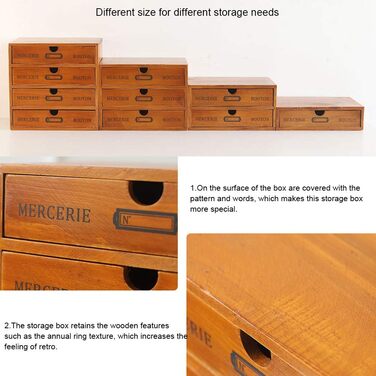 Настільна шухляда дерев'яна 4-х ярусна коробка для зберігання з висувними ящиками Вінтажна скринька для ювелірних виробів Дерев'ян