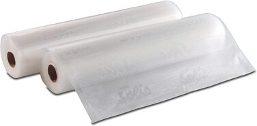 Рулони вакуумного пакувальника Solis 40 x 600 см для вакуумних пакувальників, 2 рулони для вакуумних пакетів для приготування та заморожування, нарізана за розміром та багаторазова вакуумна плівка, ідеально підходить для су-віду, 110 мкм, прозора