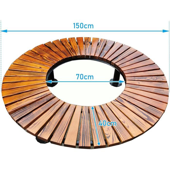 Кругла лавка Yclty, вигнута дерев'яна лава, відкрита дерев'яна лавка на дереві (розмір діаметр 150 см)