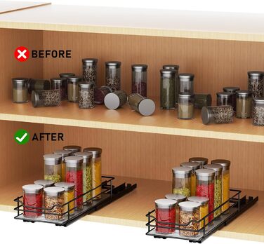 Розсувна підставка для спецій - Організатор для кухні, одношарова/11,2 см Ш x 26,4 см Г x 5,6 см В