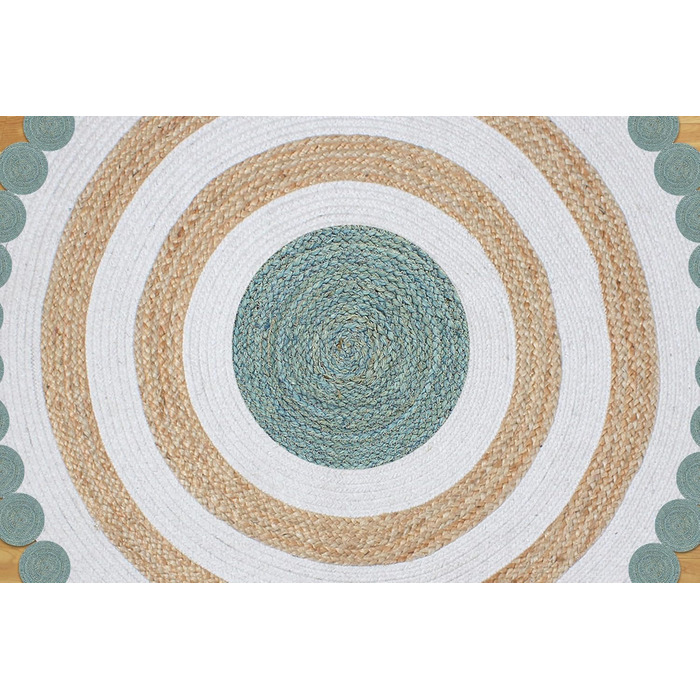 Килим з важкого матеріалу, гофрований, круглий, 30,5 см, бежевий, чорний, круглий килим, килим кілім, гребінчастий край, джутовий