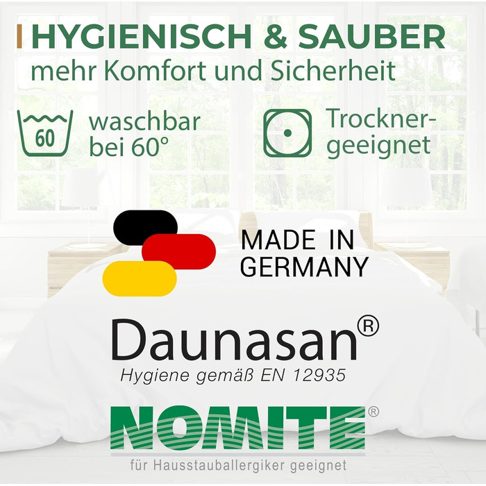 Пухова подушка 80x80 см, виготовлена в Німеччині - 100 пір&39яний наповнювач - пір&39яна подушка з бавовняним чохлом - сертифікована Oeko-Tex - подушка для спокійного сну - подушка - комплект з , 80x80 см