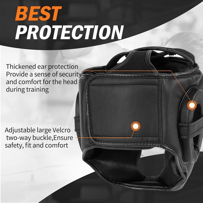 Шолом FIVING для боксу, захист голови для бойових мистецтв, тренувань з ММА, кікбоксинг, шолом для муай-тай, греплінгу, кікбоксингу, розмір L, чорний