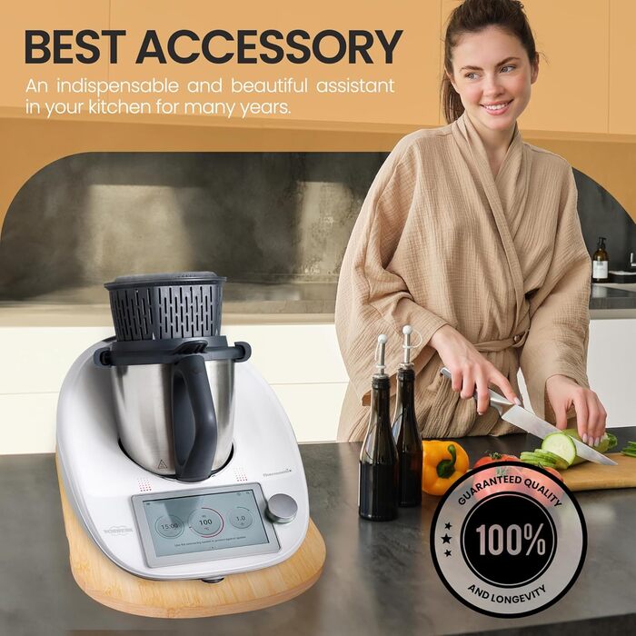 Розсувна дошка Denex для Thermomix TM6 TM5 - Високоякісний планер з преміального бамбука для Thermomix, -Дерев'яний планер Thermomix Ковзна дошка- Рулонна дошка для аксесуарів Thermomix TM6 TM5 Підкладкова дошка