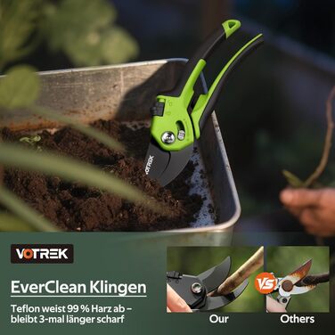 Садові ножиці з двостороннім механізмом 8,5 дюймів з плавним відкриванням ручки, професійні ножиці для троянд та дерев зі сталі SK5 та внутрішньою пружиною для легкого обрізання ідеально підходять для людей зі слабкими руками. Браслет Подарунковий зелений