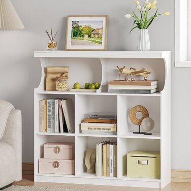 Книжкова полиця Hzuaneri, 8-полицьова книжкова шафа, полиця для зберігання, офісна полиця, окремостояча полиця для спальні, вітальні, кабінету та офісу 30 x 100 x 100 см, біла BC33203X