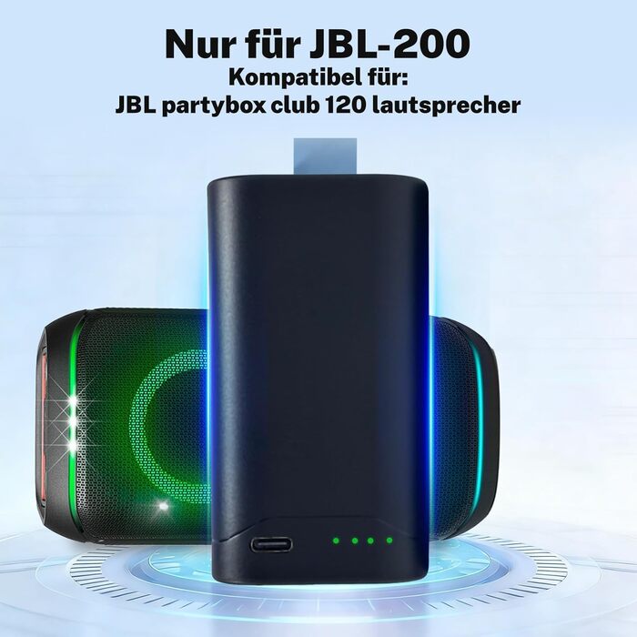 Замінний акумулятор ємністю 5800 мАг, сумісний з портативною колонкою JBL PartyBox Club 120, зі світлодіодним індикатором, високоємний літій-іонний акумулятор 7,2 В для акумулятора JBL 200, акумулятор JBL-200