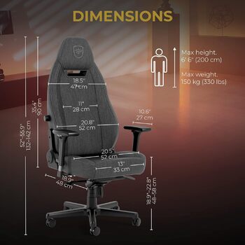 Ігрове крісло noblechairs Legend TX Edition, антрацит - Ігрове крісло для ПК, вантажопідйомність 150 кг, ігрове крісло - Ігрове крісло - Ігрове крісло для ПК - 4D підлокітники, тканина антрацит