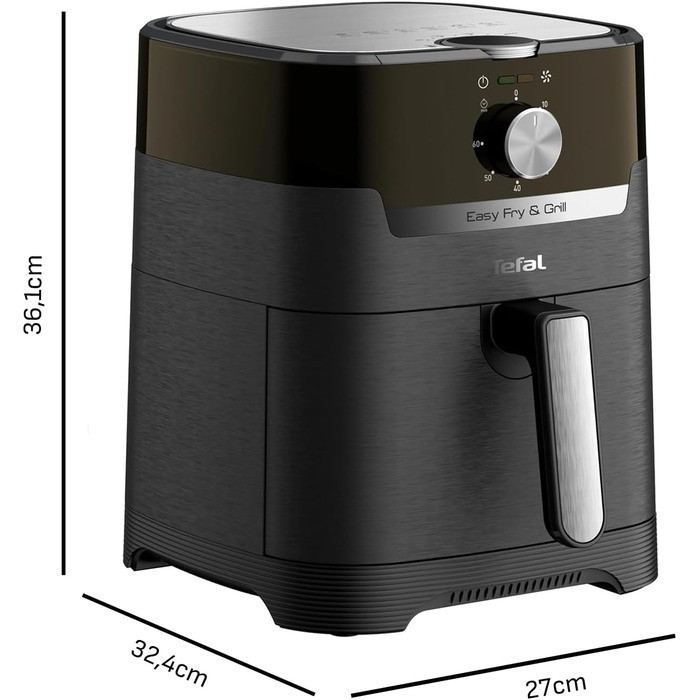 Аерофритюрниця та гриль Tefal Easy Fry & Grill Classic XL (4,6 л) пристрій 2-в-1 для хрусткого смаження та соковитого гриля з мінімумом жиру, EY5018 Classic 2in1