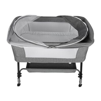 Дитяче ліжечко 3-в-1, дитяча колиска та дорожнє ліжечко, 4-рівневе регулювання висоти дитячого ліжечка, відкидне ліжко, колиска для дітей вагою до 25 кг - 104 x 52 x 100-110 см - Білизняно-сірий колір