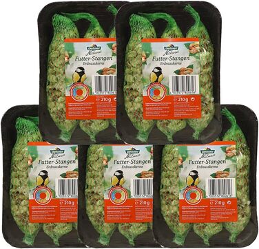 Корм для диких птахів Dehner Natura Premium Wild Bird Food, палички для годування з насінням соняшнику, високоякісний корм для диких птахів, 5 x 3 шт. и (1050 г)