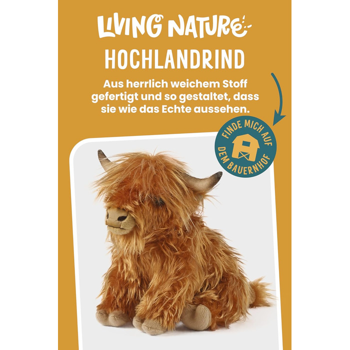 Плюшеве високогірне коріння Living Nature, реалістична м'яка іграшка для немовлят, хлопчиків, дівчаток та дорослих, екологічна іграшка для дітей, подарунок до народження, 22 см
