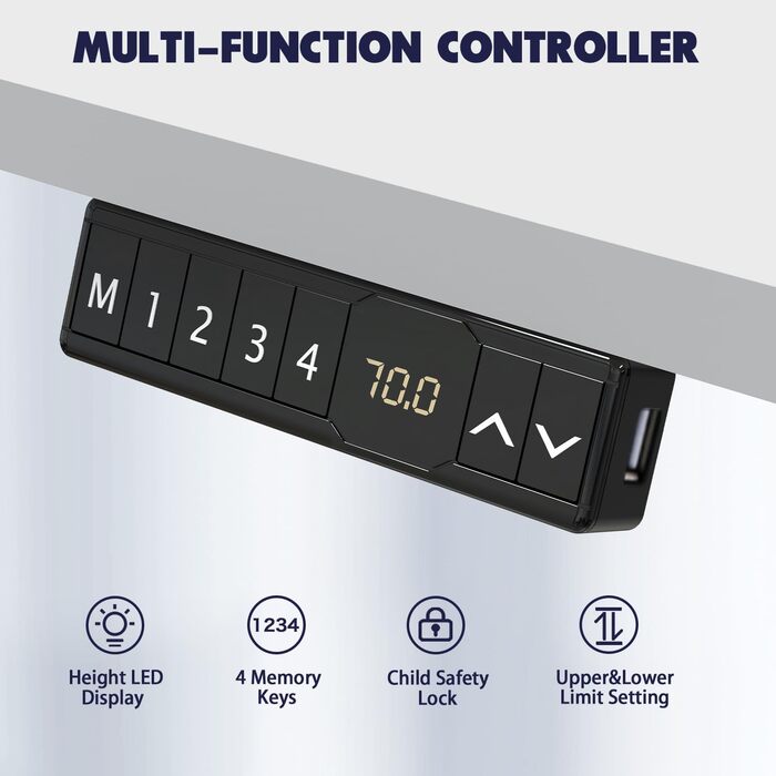 Регульована по висоті рама столу AIMEZO з 2 двигунами, електрична рама столу з 2 напрямками, регулювання висоти, функція пам&39яті та запобігання зіткненням, чорна - 2