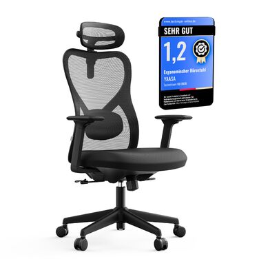 Офісне крісло року 2026, ергономічне робоче крісло з підголівником, 2D поперековою опорою та 4D підлокітниками, обертове крісло для здорового сидіння, для домашнього офісу та офісу, універсальні колеса, 150 кг Black Plus (універсальні колеса)