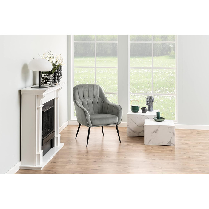 Комплект журнальних столиків AC Design Furniture Dicte Square з 2 шт. , білий з мармуровим ефектом, елегантний стіл для вітальні, приставний столик для вітальні, Ш 58 x В 40 x Г 58 см та Ш 50 x В 33 x Г 50 см