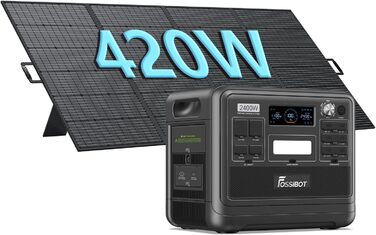Сонячний генератор FOSSiBOT з 2-ма сонячними панелями по 200 Вт, 2048Wh LiFePO4 Powerstation 3 шт. 230V 2400W AC розетка мобільний