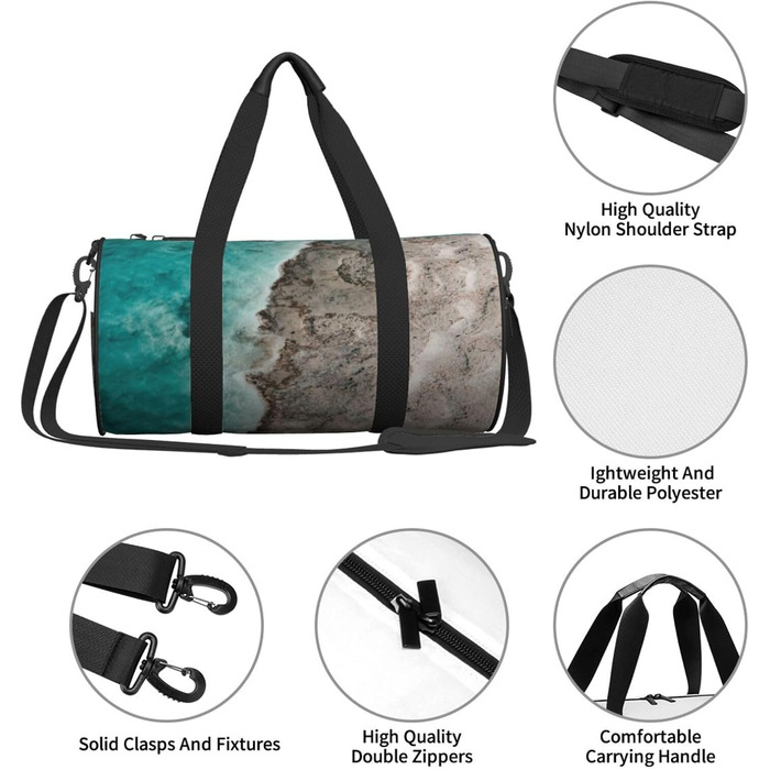 Спортивна сумка, дорожня сумка, стильний принт для пляжу, сумка на нічліг, чорна, універсальний розмір, сумка для подорожей