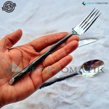 Набір столових приборів ручної роботи в середньовічному стилі 3-предметний (ніж, виделка, ложка) зі шкіряним чохлом Подарунковий набір для кухні, кемпінгу та барбекю HFTC04x