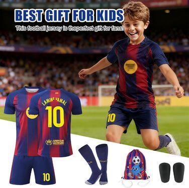 Комплект футбольної майки для дітей, домашня майка, футбольна майка для чоловіків та хлопчиків, тренувальна футбольна майка, футбольна футболка, шорти, шкарпетки та щитки для гомілок (24 B)