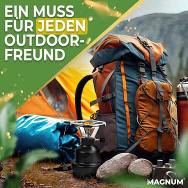 Набір газових плит Magnum для кемпінгу E190 з 4 газовими картриджами, газова плита/варильна поверхня з 1 конфоркою, підходить для активного відпочинку, походів, пікніків, кемпінгу та заходів Синій алюміній 10k