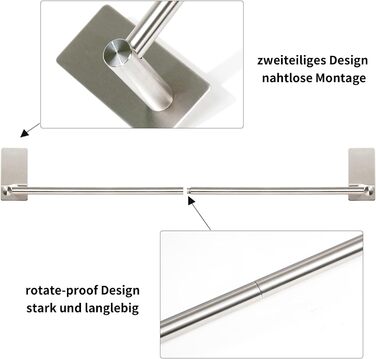 Рушникосушка без свердління 75см SUS304 Нержавіюча сталь Самоклеюча рушникосушка Міцна рушникосушка для ванної кімнати, спальні, к