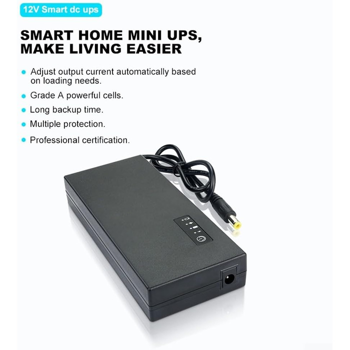 Міні UPS Джерело безперебійного живлення DC 12V 3A для роутерів, систем контролю доступу, відеоспостереження. Компактний корпус ABS 138x60x24 мм.