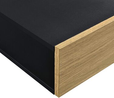 Набір з 2 настінних полиць з шухлядою Чорний/дерево Підвісна полиця Настінна полиця Шафа Стіл Тумба приліжкова Комод Настінна поли