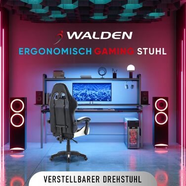 Ігрове крісло Walden Ергономічне офісне крісло Ігрове крісло Спинка сидіння Регульована висота поворотного крісла Гоночне офісне комп&39ютерне ергономічне крісло для відеоігор (біле)