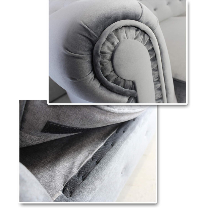 Місний диван Sofnet Chesterfield Asti, 3-місний диван, гламурний дизайн, комплект диванів, дерев&39яні ніжки, м&39який диван - вітальня, велюр (сірий (оксамит 10)), 3-