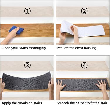 Килимки для сходів 65x20 см, протиковзкий килимок, самоклеючий, прямокутний, килимки для сходів для приміщень, 15 шт. для сходів, кухні, спальні, килимки для сходів для дітей, людей похилого віку, собак (сірий)