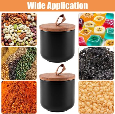 Скляні керамічні банки з кришками, керамічні контейнери для зберігання об&39ємом 260 мл/9 унцій, контейнери для зберігання продуктів з ручками, чорні цукорниці, контейнери для кавових зерен, цукру, чаю, 2