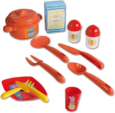 Дитяча кухня Smoby Mi Cocina Peppa Pig Wutz Ecoiffier з 13 аксесуарами, 100 офіційно ліцензований продукт, для хлопчиків і дівчаток від 18 місяців (1711), кольорова, 60,5 x 42,7 x 24,6