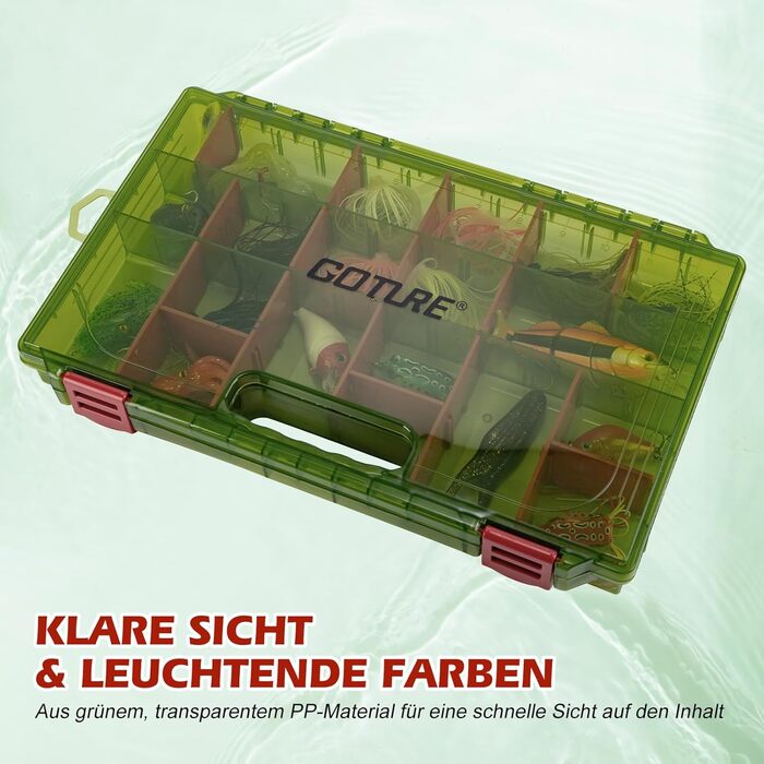 Прозора скринька для рибальських снастей з вимірювальною лінійкою, регульованими роздільниками та нековзними подвійними засувками для рибальських аксесуарів Ергономічна ручка (опціонально) з ручкою для перенесення, 2 шт. (27,5*18,5*4,2 см), 3600 -