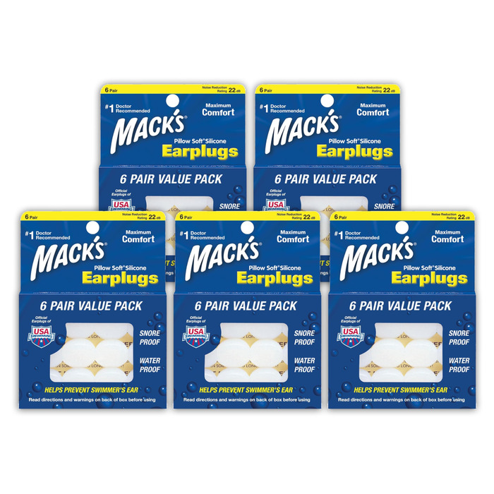 Беруші Mack&39s Pillow Soft Silicone Putty (5 упаковок (30 пар)) 6 шт. (5 упаковок) Червоні