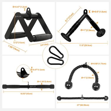 Мільярдів трицепсів, тросовий тренажер для тяги, аксесуар для силових тренувань, V-подібний хват з обертанням, тренажер для трицепсів, тросовий тренажер для тяги, фітнес-набір, сталь, чорний, 5