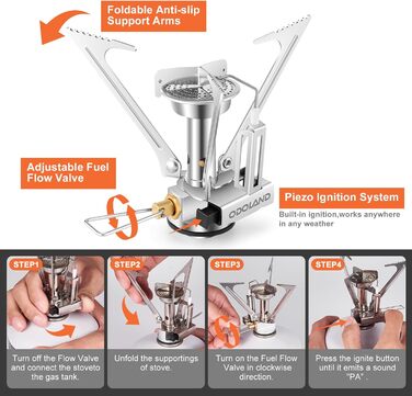 Набір посуду для кемпінгу Odoland, набір для приготування їжі з нержавіючої сталі з антипригарним покриттям, що включає тарілки, миски, виделки, ножі та ложки для походів, кемпінгу, піших прогулянок та пікніків. 15-предметний набір посуду для кемпінгу з н