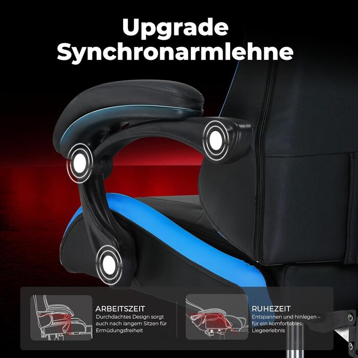 Ігрове крісло GTPLAYER, ергономічне офісне крісло з регульованим підголівником та поперековою опорою, ігрове крісло, синє