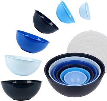 Набір мисок для змішування BoxedHome з кришками, миски для змішування, упаковка з 12 мисок для змішування, пластикова салатниця Не