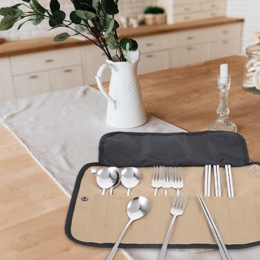 Набір столових приборів для кемпінгу CALLARON із сумкою, що згортається, легкий нейлоновий посуд для пікніка для походів, барбекю та використання на свіжому повітрі