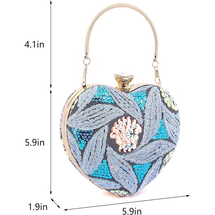 Елегантне клатч-сердечко Naimo з паєтками, міні-сумочка для вечірки, весілля або коктейлю, блакитний колір
