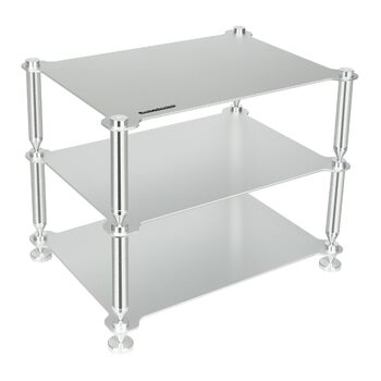 Стійка для аудіокомпонентів Hi-Fi - міцна алюмінієва рама та міцні алюмінієві колони, аудіостійка для Hi-Fi підсилювачів/ЦАП/передпідсилювачів, компактний настільний органайзер для домашніх аудіосистем