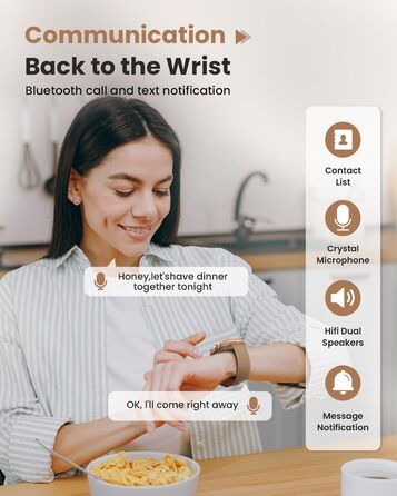 Жіночий смарт-годинник Sanorum з акумулятором 1000 мАг, фітнес-годинник AMOLED 1,85 дюйма з функцією телефону/водонепроникність 5 атм/120 спортивних режимів/пульс/SpO2/кров&39яний тиск, смарт-годинник для Android та iOS, рожеве золото