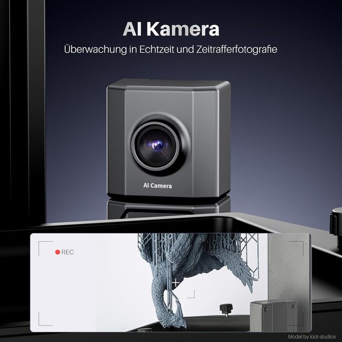 Принтер, 12K Mono LCD, висока швидкість друку 150 мм/год, нахил, камера AI, автоматичне вирівнювання, передача Wi-Fi, кришка Filp-