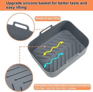 Аерофритюрниця BYKITCHEN 2PCS із силіконовою формою для ніндзя, аксесуари для AF400EU, багаторазова фритюрниця Силіконова каструля для Ninja Foodi/Innsky та інші двозонні фритюрниці