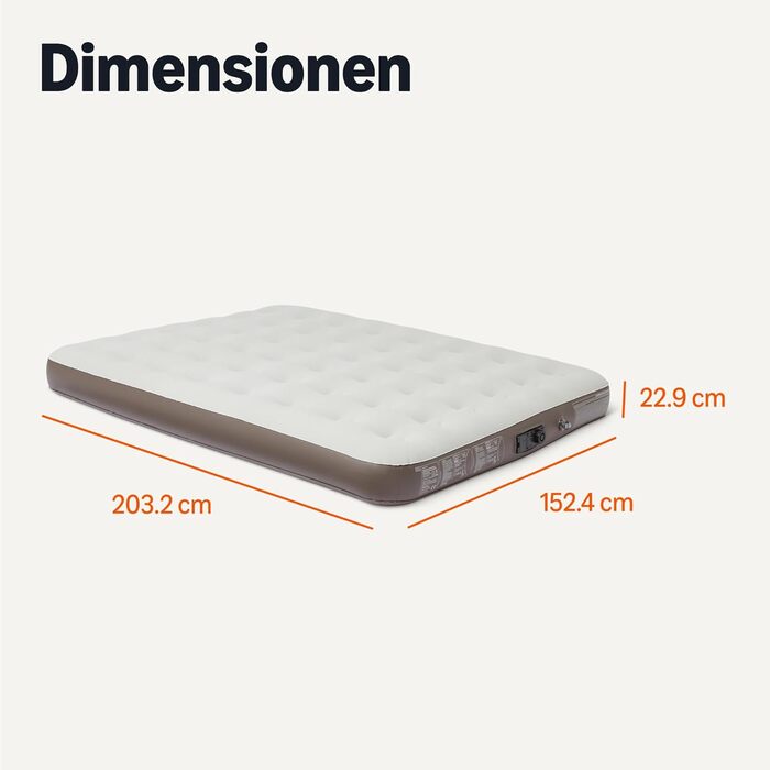 Електричний надувний матрац Storeo Basics - вбудований насос, портативний надувний матрац із сумкою для перенесення, розмір &quotqueen-size&quot 203x152x25 см