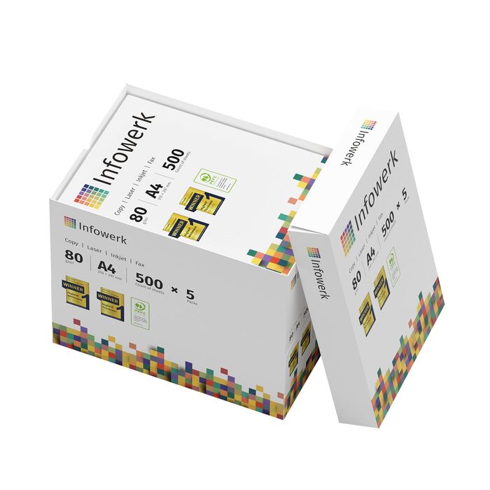 Папір для принтера, папір для копіювання, 500-150 000 аркушів, A4, 80 г, преміум-білий, переможець тесту, PEFC (2500 аркушів)